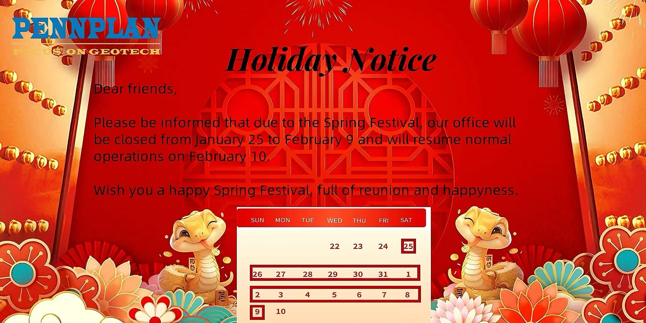 PENNPLAN New Year Holiday